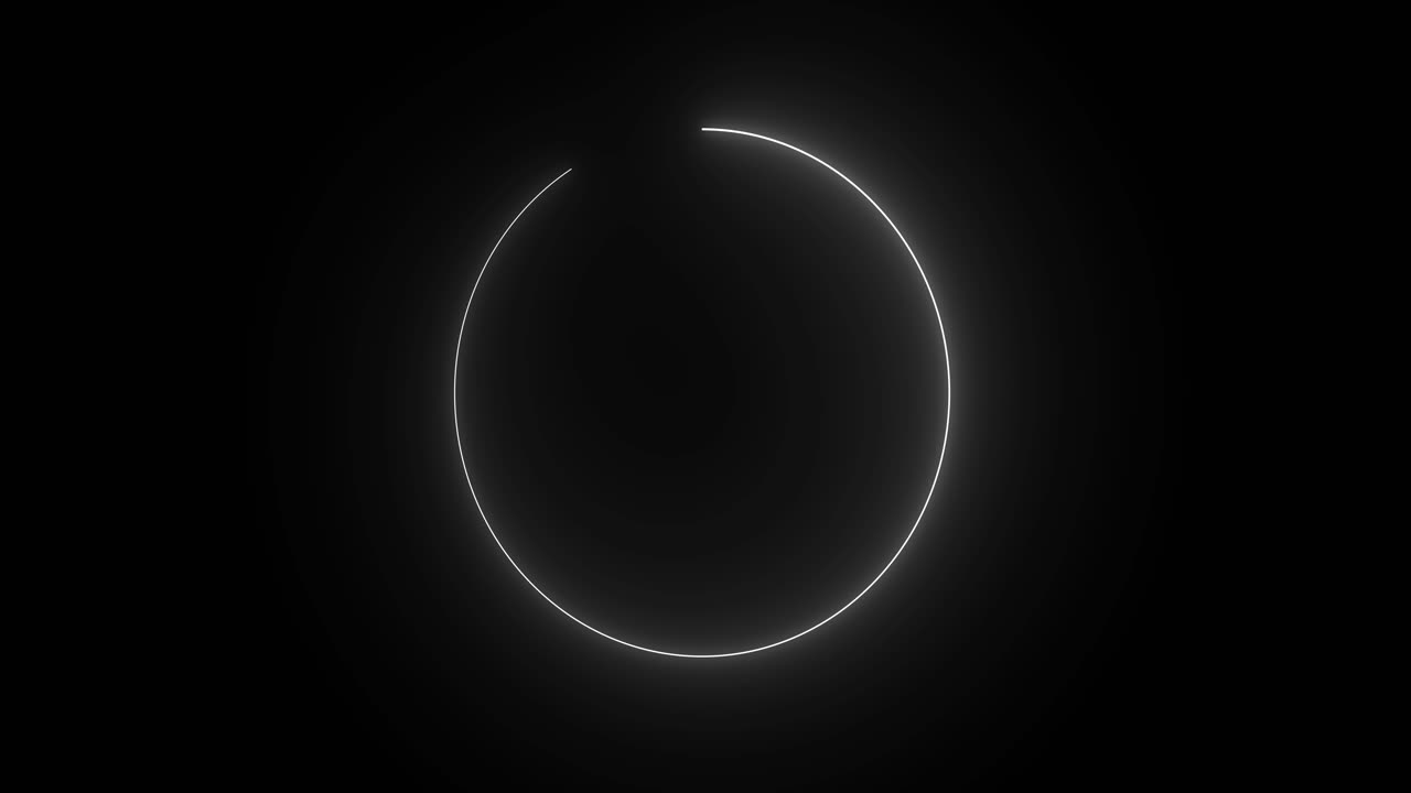 círculo blanco de neón minimalista con animación de fondo negro