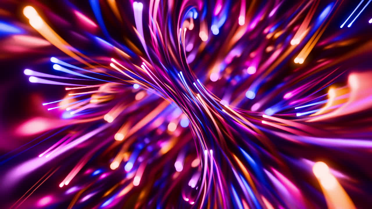 Vibrant Neon Light Trail Vortex Loop with Futuristic Swirling Motion Energy. Looped animation. 3D rendering