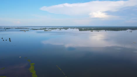 Aerial-landscape-view-of-wetland-with-calm-flood-water-in-Bangladesh