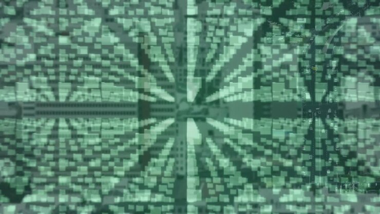 Animation af en online sikkerhedshængelås over rækker af computermapper