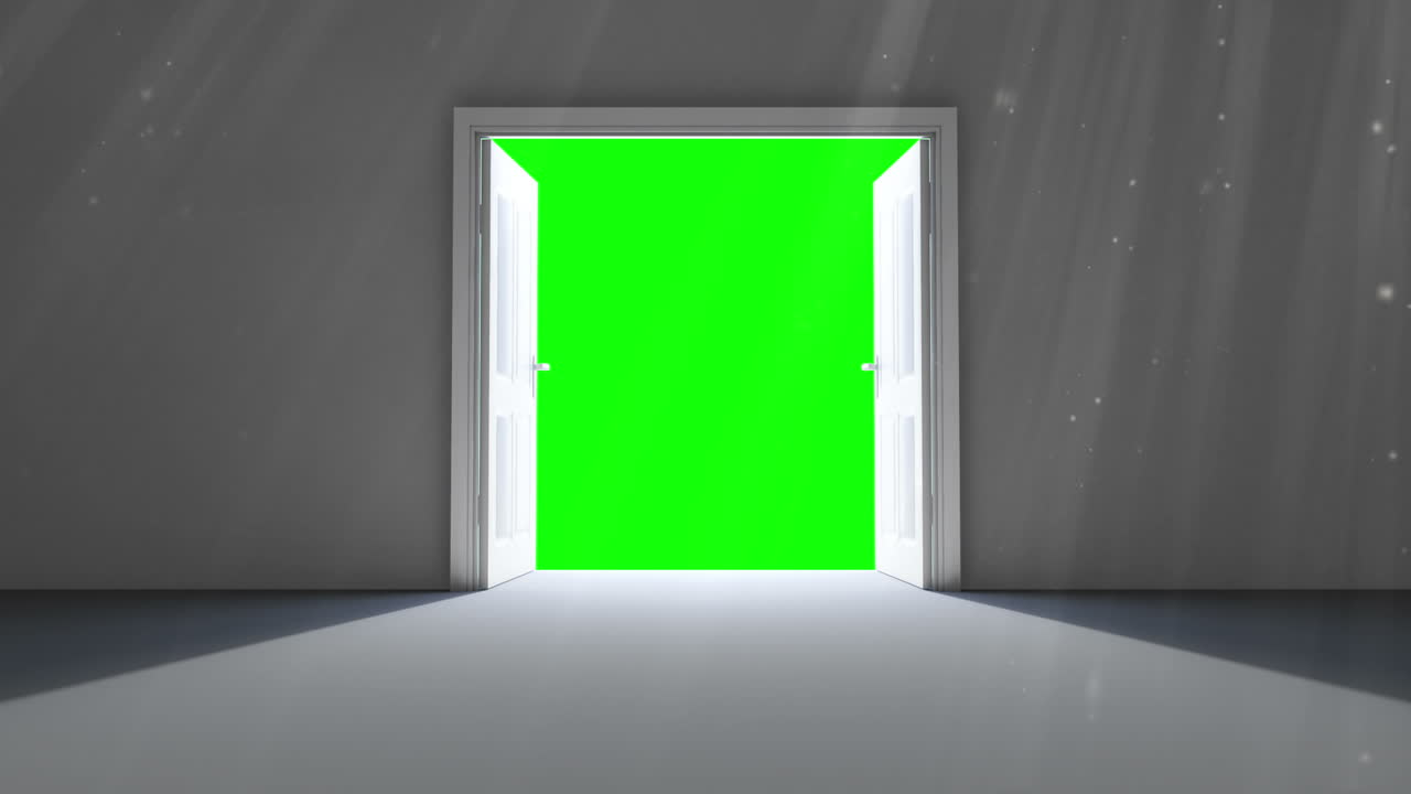문이 녹색 스크린으로 열립니다.