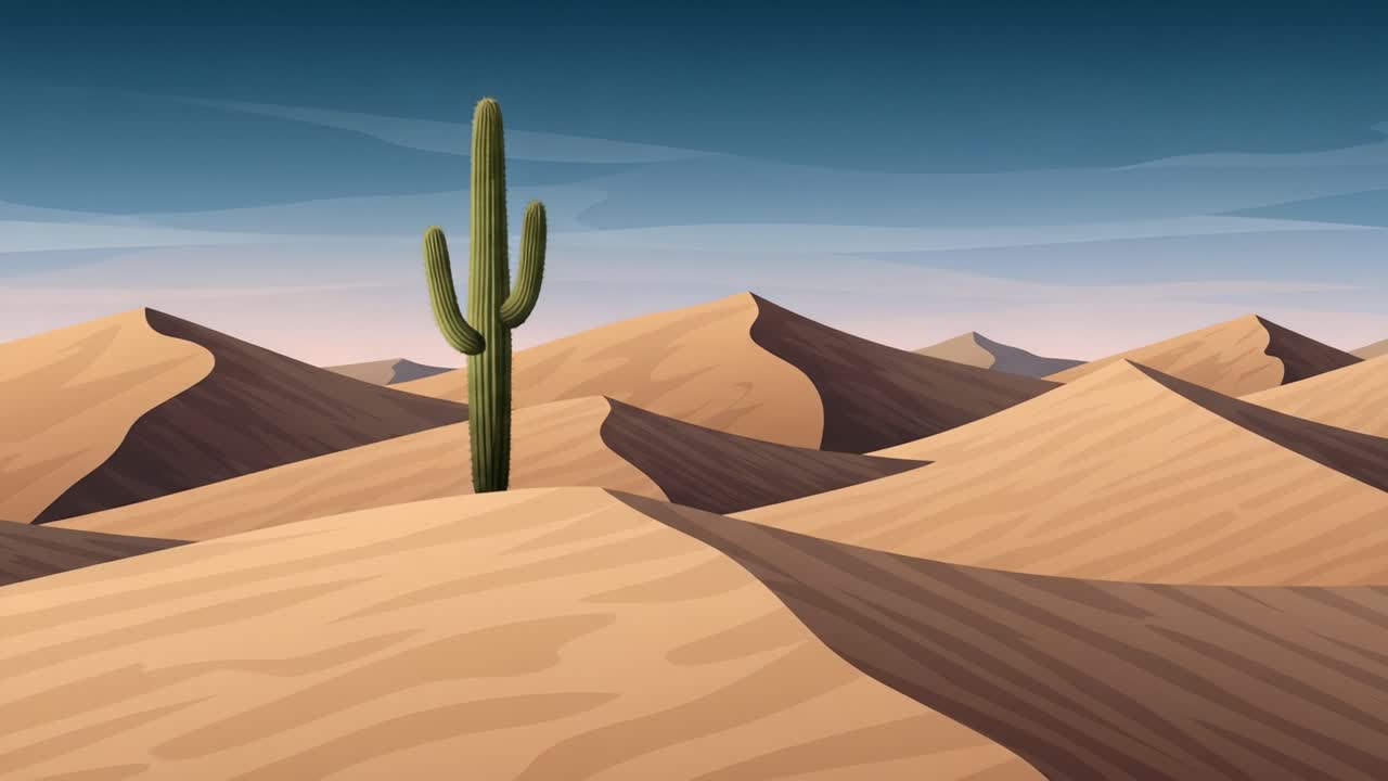 A Solitary Cactus Stands Tall Amidst the Rolling Sand Dunes Under a ...