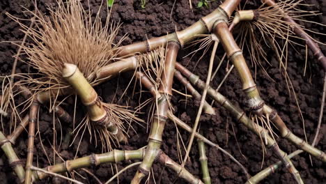 bamboo roots and rhizomes in soil