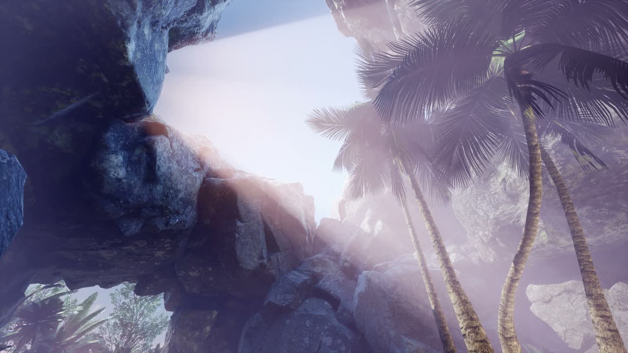 luz del sol dentro de una cueva misteriosa