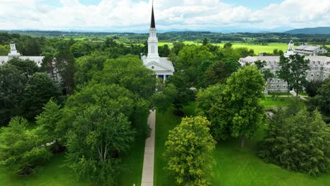 Descending-over-Middlebury's-common-area-in-Summer