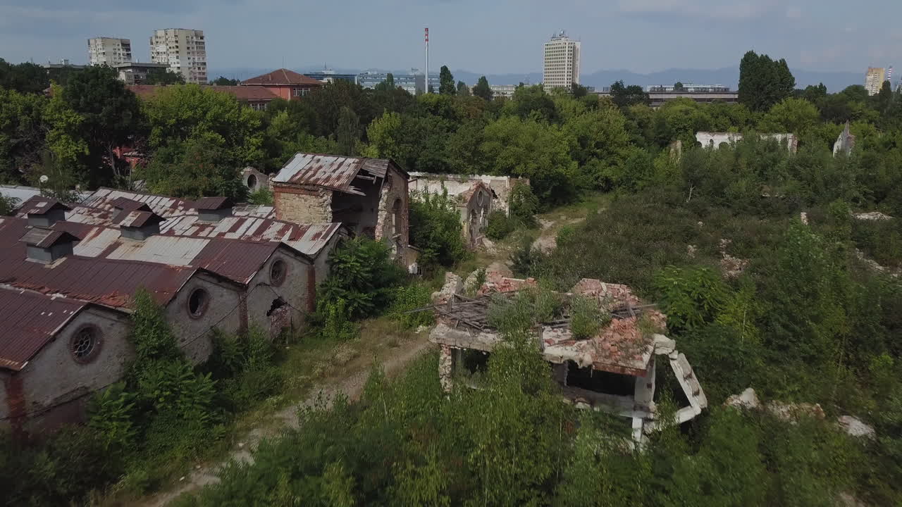 Aerial view of destroyed neighborhood