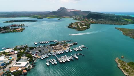 curacao yacht club harbor in spanish waters curacao, high angle aerial overview