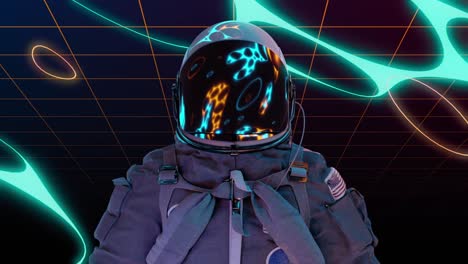 futurista astronauta circuito de retroondas animación 3d. tecnología y ciencia tema