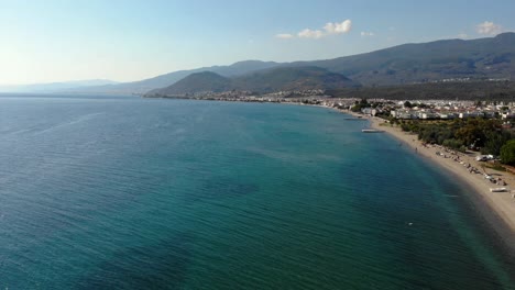 Aerial-backward-flight-over-Marmara-Sea-near-Kaz-Mountains,-Balikesir,-Turkey