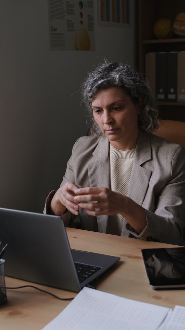 Woman having an online class
