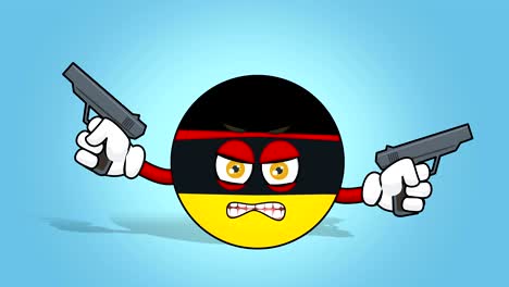 cartoon icon flag federal republic of germany bandit gangster with face animation