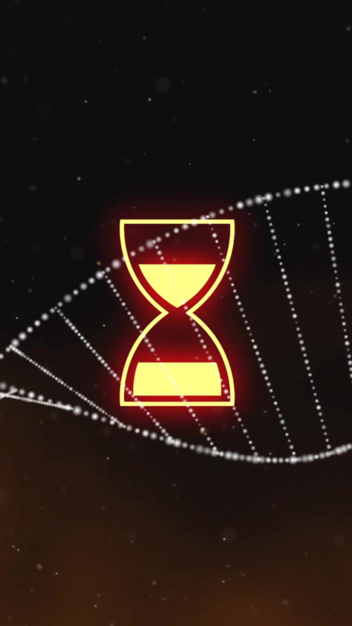 Animation of dna strand, hourglass icon and data processing