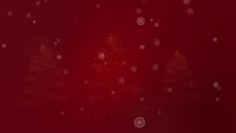 magical trees appearing with snow flakes title card in dark red