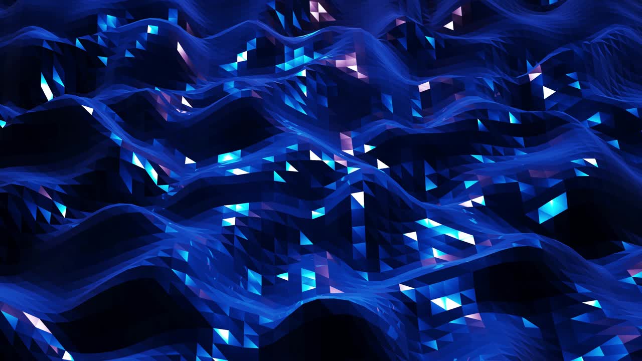 estilo oscuro abstracto bajo fondo poli en 4k. ondas abstractas se mueven en superficie metálica brillante en bucle. animación suave y sin costuras. simple geometría minimalista bg. color azul
