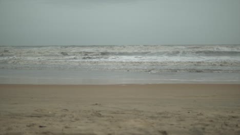 shore of a beach, the rough sea with big waves
