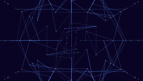 forma geométrica futurista con líneas de neón en gradiente negro
