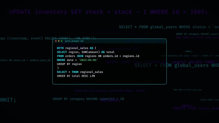 Software Developer Writing SQL Query in Code Editor