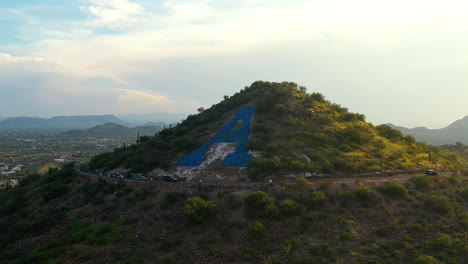 Closeup-orbit-of-A-mountain-in-Tucson-during-sunset