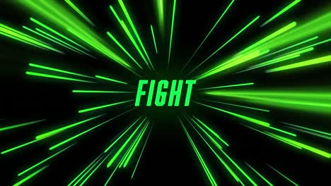 Animation-of-fight-text-over-neon-light-trails-on-black-background