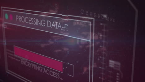 animation of text and data processing over dark background