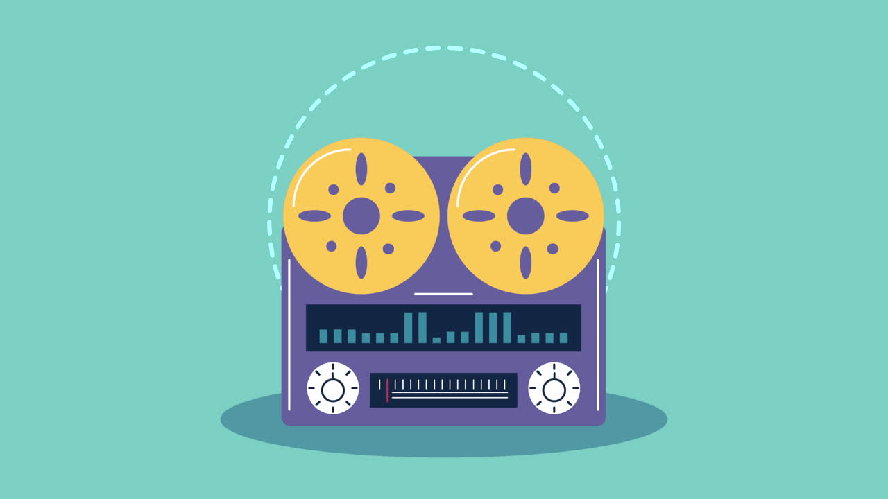 빈티지 테이프 레코더 일러스트레이션