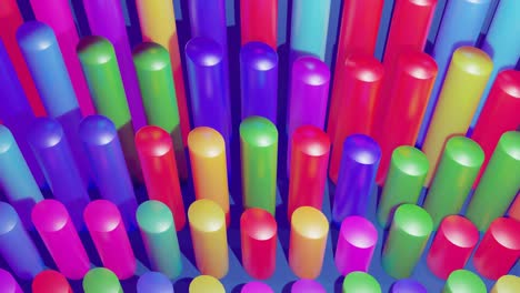 infografías abstractas de columnas multicolores en filas, hermoso fondo para transmisión analítica. fondo de bucle brillante con animación suave. matriz de barras adecuadas para temas financieros