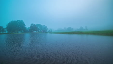 watercolor on the water, timelapse of a rainy day at lake