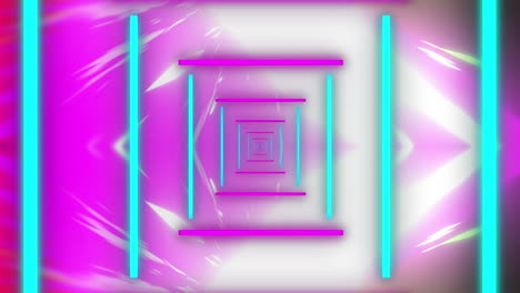 animación de formas de neón azules y púrpuras que se mueven en un bucle sin costuras sobre senderos de luz.