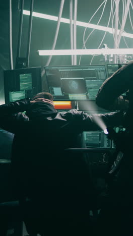 cybercrime investigation in a dark tech room