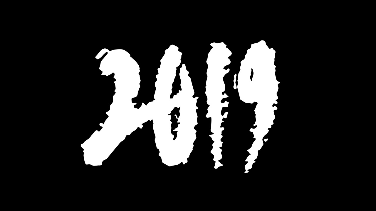Animeret håndtegnet kalligrafi 2019 på sort baggrund
