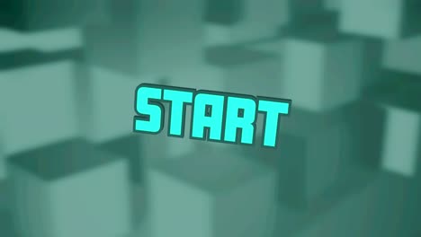 Animation-of-start-text-over-3d-green-stacked-cubes