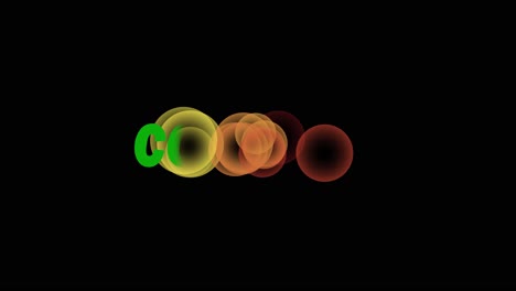 covid-19 text animation with yellow red bubbles erasing green words on black background, coronavirus outbreak awareness