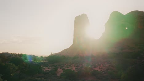 sunset at double arch in arches national park