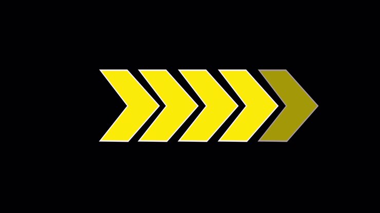 Animated Yellow Arrows Pointing Right on Black Background