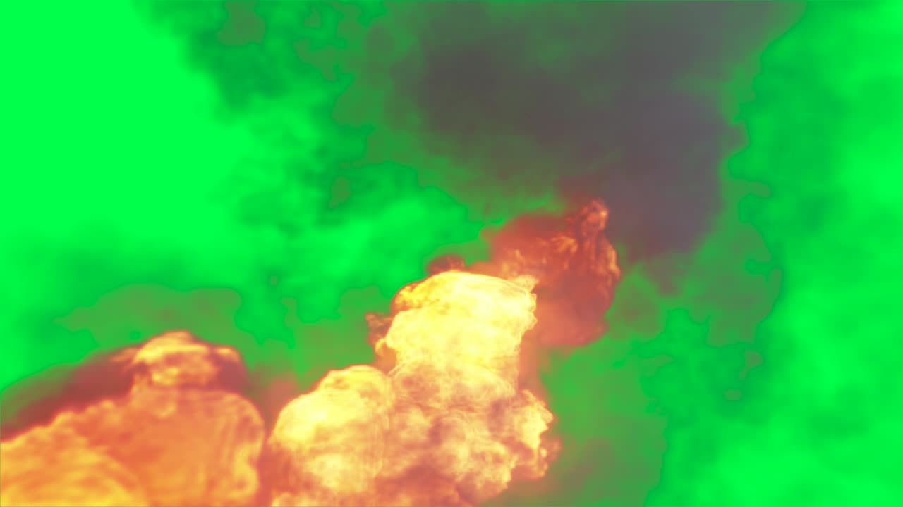 fuego y humo en pantalla verde