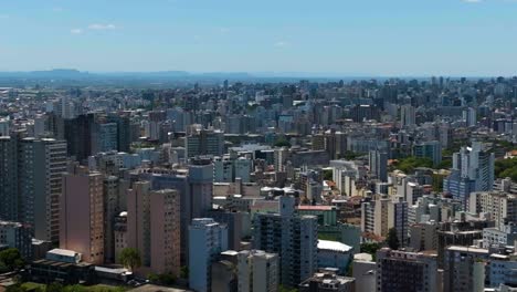 Aerial-view-over-the-endless,-metropolitan-cityscape-of-Porto-Alegre,-Brazil