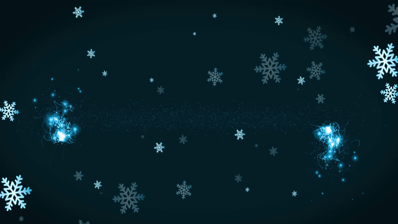 Animation of christmas snow falling and glowing light