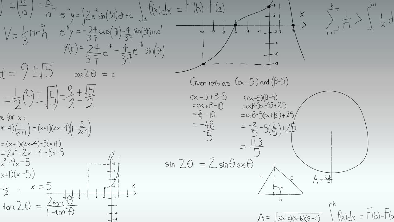 animación del procesamiento de datos matemáticos sobre un fondo gris
