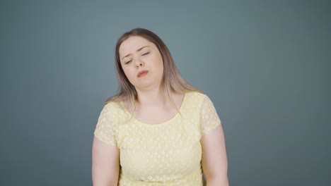 tired looking young woman.