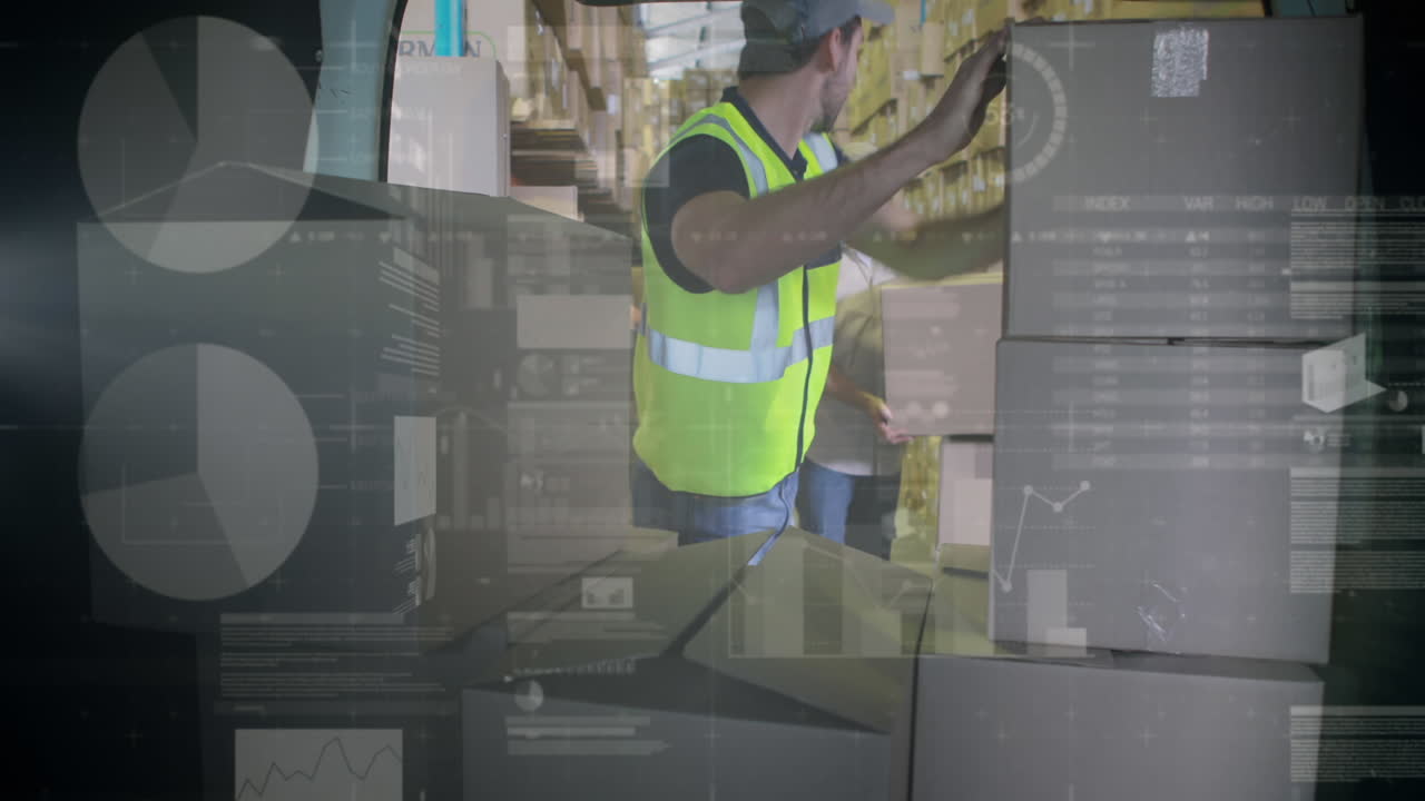 animación de estadísticas y procesamiento de datos financieros sobre el repartidor