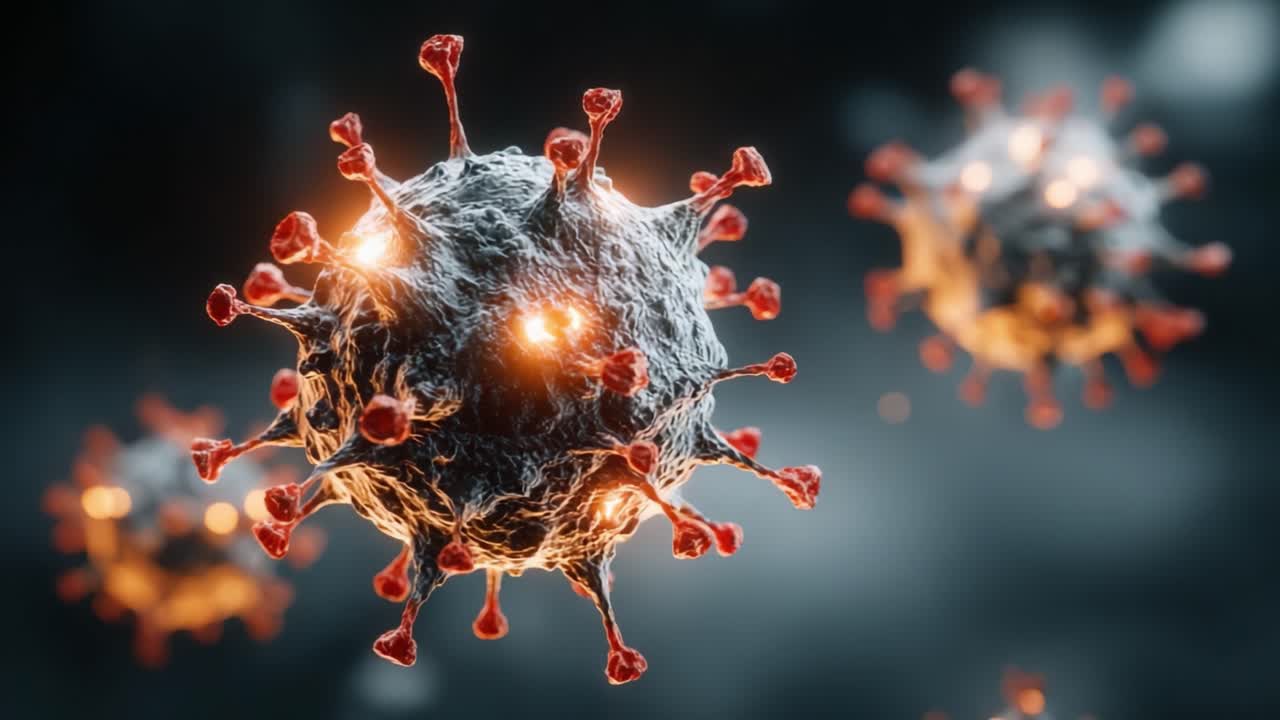 Esplorando la Struttura Intricata di una Particella Virale: Una Vista Ravvicinata della Morfologia del Virus che Evidenzia Caratteristiche Chiave e Superficiali