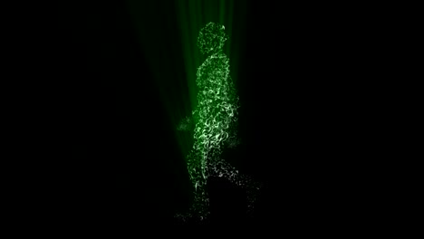 hombre caminando vista lateral luces verdes bucle de animación de renderizado 3d