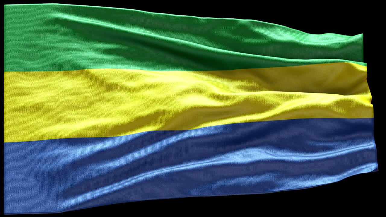 4k bandera muy detallada de gabón - bandera de gabón alto detalle - bandera nacional de gabón patrón de ondas elementos en bucle