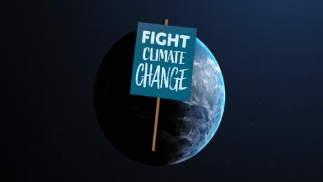 animation of fight climate change text over globe