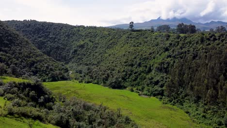 film clip approaching a canyon full of vegetation at the foothills of the pasochoa volcano, ecuador