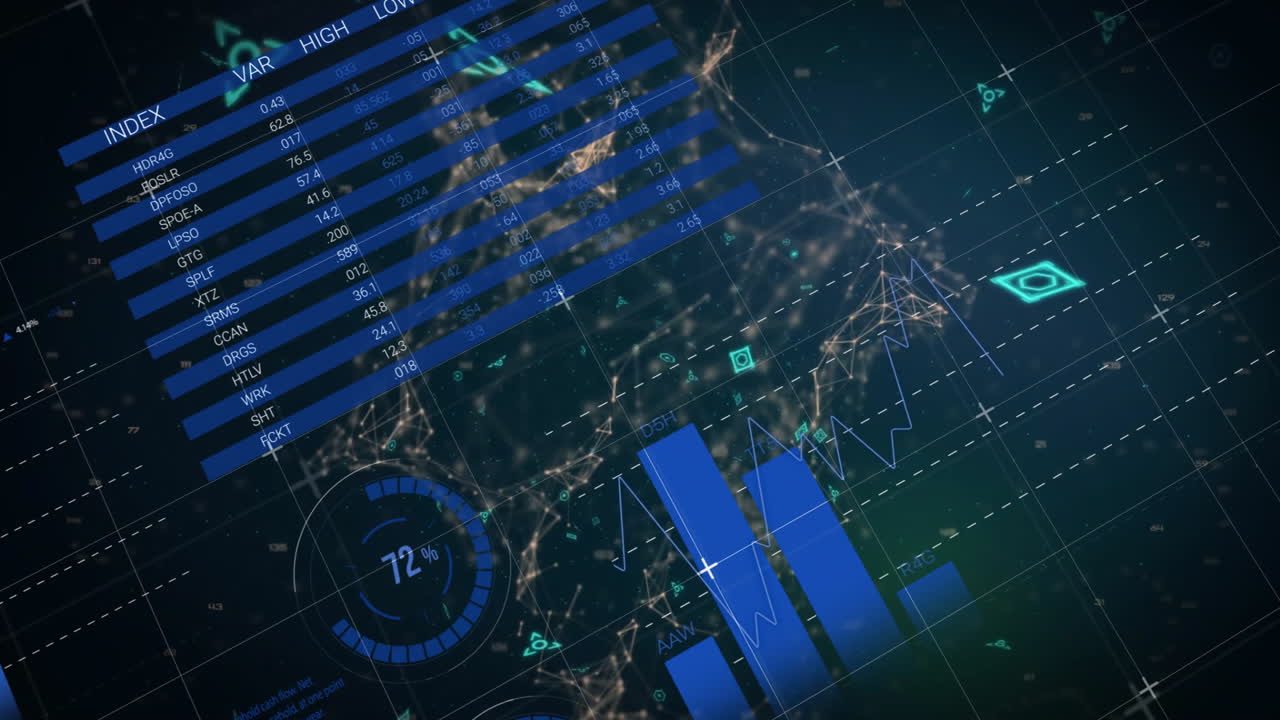 어두운 배경에서 qr 코드 및 디지털 데이터 처리의 애니메이션