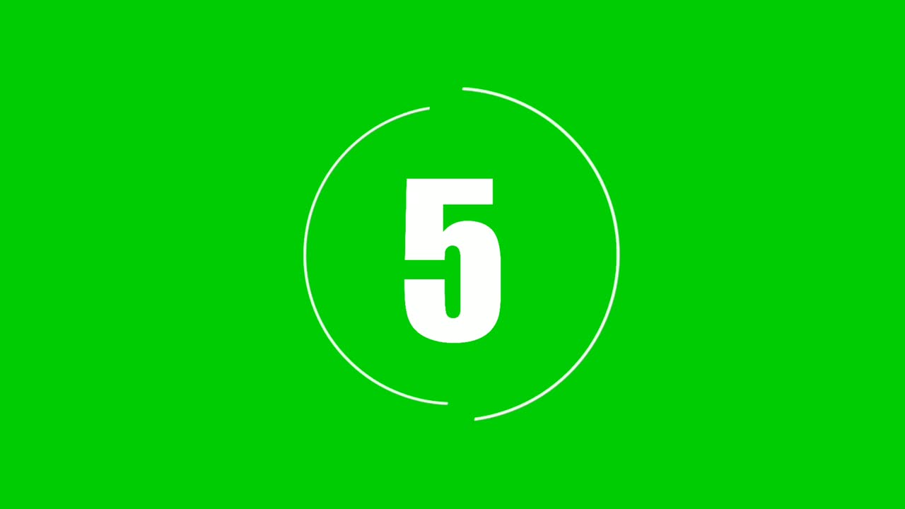 Flat cartoon countdown number ten to zero animation on green screen background