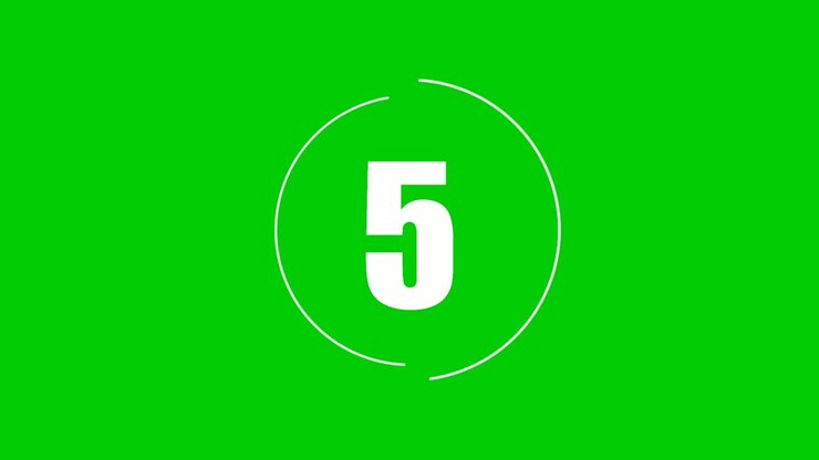 Flat cartoon countdown number ten to zero animation on green screen background