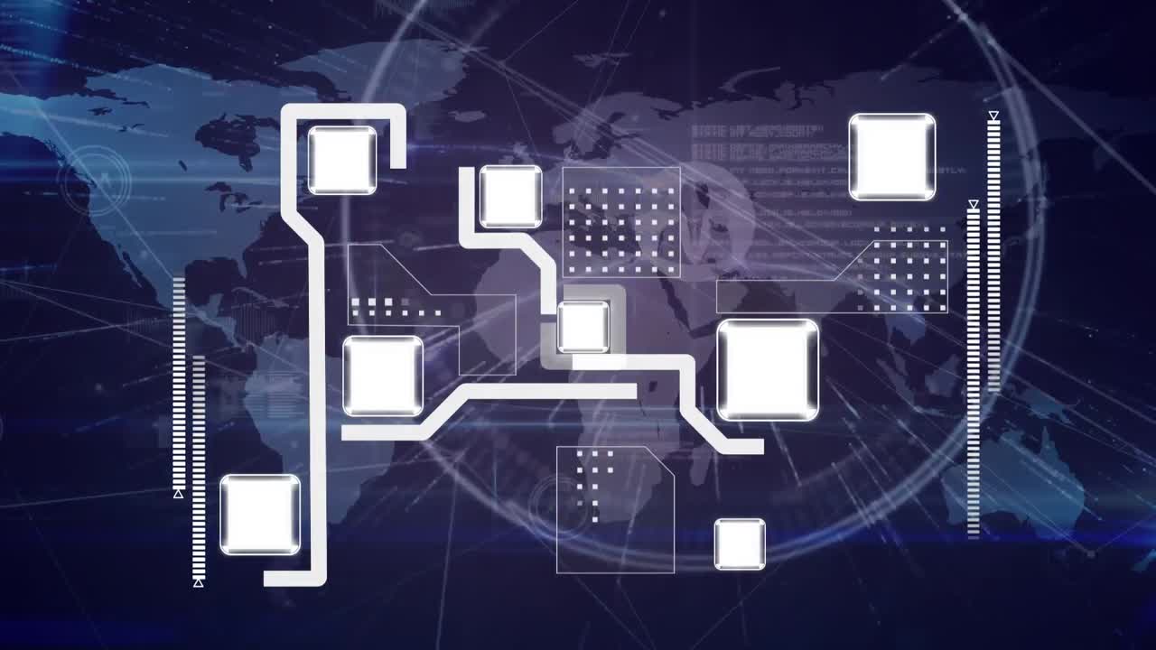 animación de redes de conexiones en el mapa del mundo