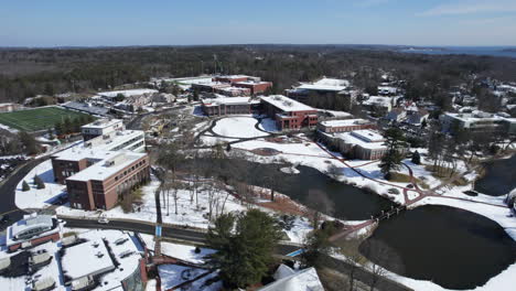 establishing shot of residential in rural area in winter, beverly, usa